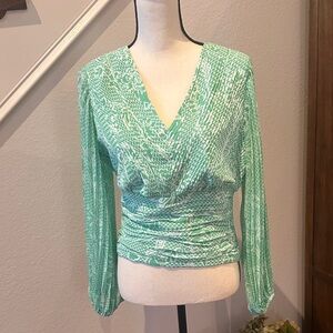 White House Black Market Mint Green Blouse